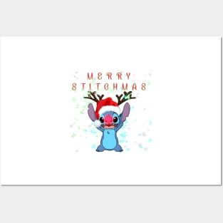 Blue Cute Alien Christmas Posters and Art